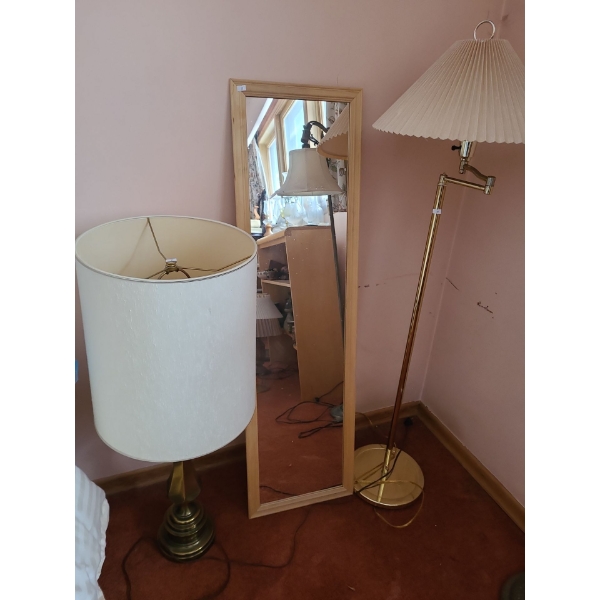 Brass Finish Floorlamp 56T, 11 W Base and Heavy Brass Table Lamp 36 T  11 W Base 
