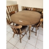 Image 1 : Wooden Dining Table (52 x 32 x 30) with Leaf and Four Chairs (17 x 18 x 32)