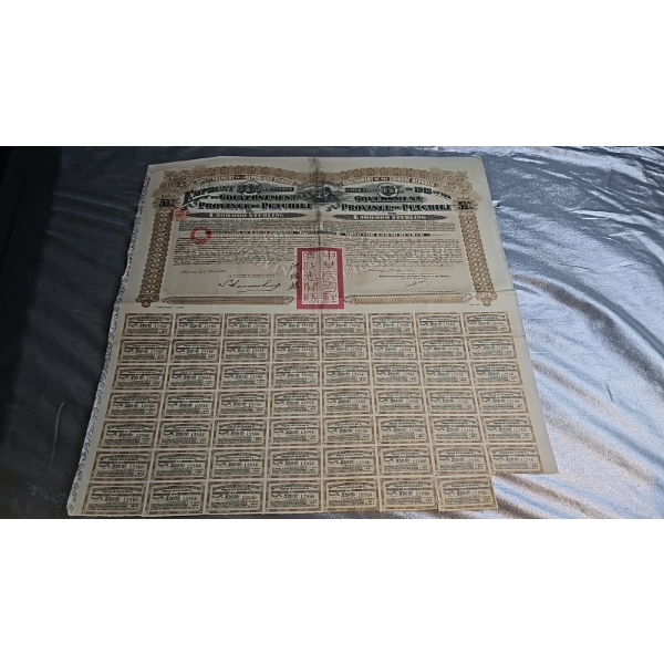 1913 Government Of The Chinese Republic 5.5% Gold Loan Bond For The Province Of Petchili.