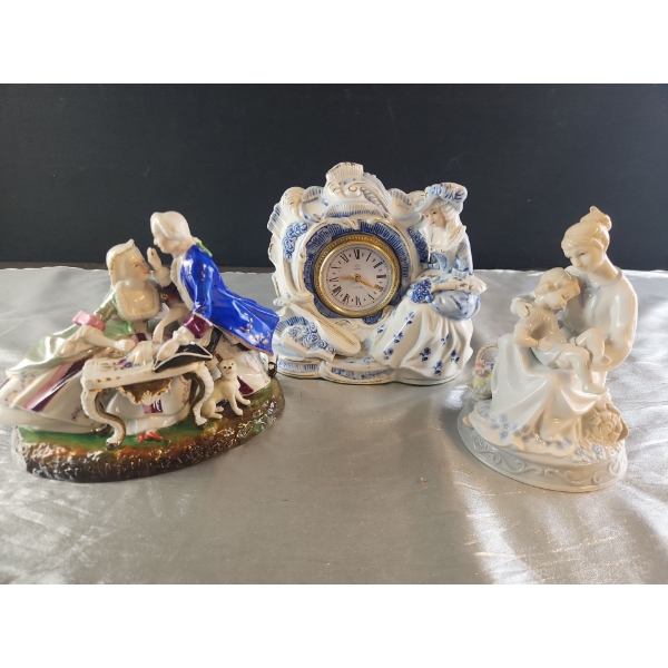 Porcelain Figurines and Clock