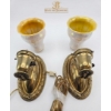 Image 4 : Pair Of Vintage Victorian-Style Brass Wall Sconces And Glass Shades. 