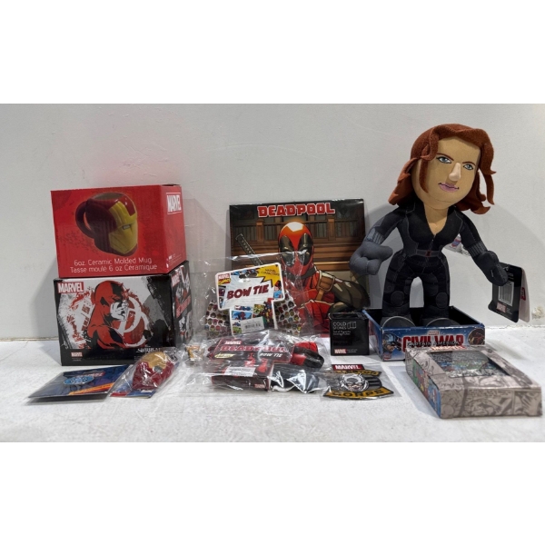 Various Marvel Collectables: Iron Man, Deadpool, Civil War