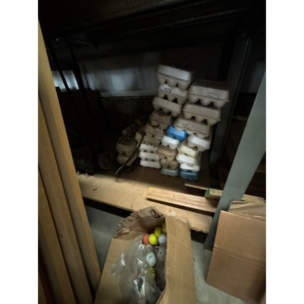 Several egg crates full of miscellaneous golf balls