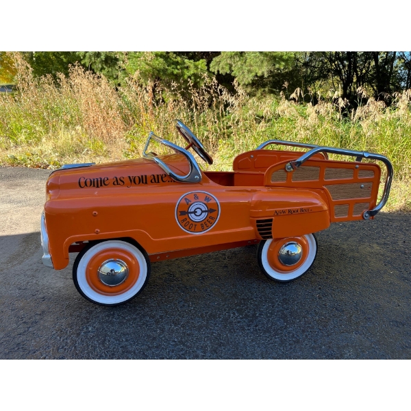Vintage A&W root beer pedal car in amazing condition .