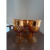 Image 2 : Vintage Retro 1960 Indiana Glass Diamond Point Amber Goblet set of 8 in great condition