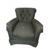 Image 1 : Green Upholstered Armchair with Tufted Back