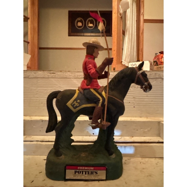 Potter's Premium Canadian Whisky decanter shaped like a Royal Canadian Mounted Police (RCMP) officer