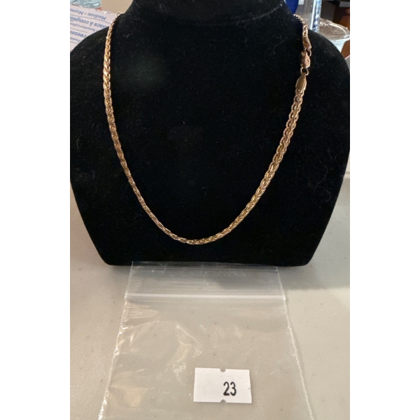 Stamped 14K Yellow Gold Wheat Napier Chain / Necklace 