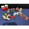 Box Of Vintage Toys, Airs Planes, Star Wars Figures, Elf Collection, Light Saber Toy and More