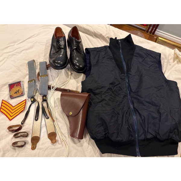 Vintage Alberta RCMP Gear - Insulated Vest Suspenders Hip Holster Patches & More