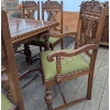 Image 7 : 1940s Hardwood Dining Table with Hand-Embroidered Cushions, Includes Extensions and Six Chairs