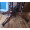 Image 3 : Vintage Oval Parlour Pedestal Table on Castors 41 w 31 d 30 h w Four Chairs 17 1/2 w 17 d 36 h 