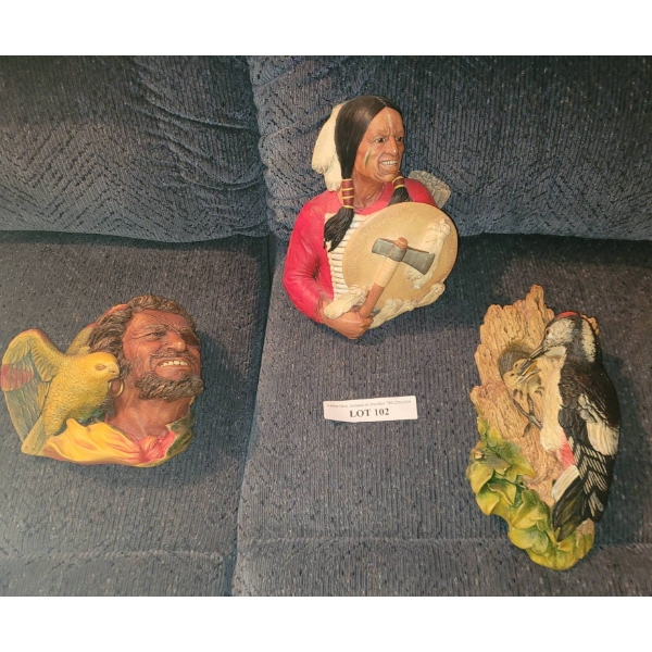 3 Hand Painted Wall Plaques with Nature and Portrait Themes