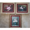 Image 1 : Three Rose Paintings w/ Velvet Trim Frame 14 X 12, 12 X 14