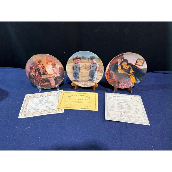 Set of Three Collectors Plates with original boxes and COA