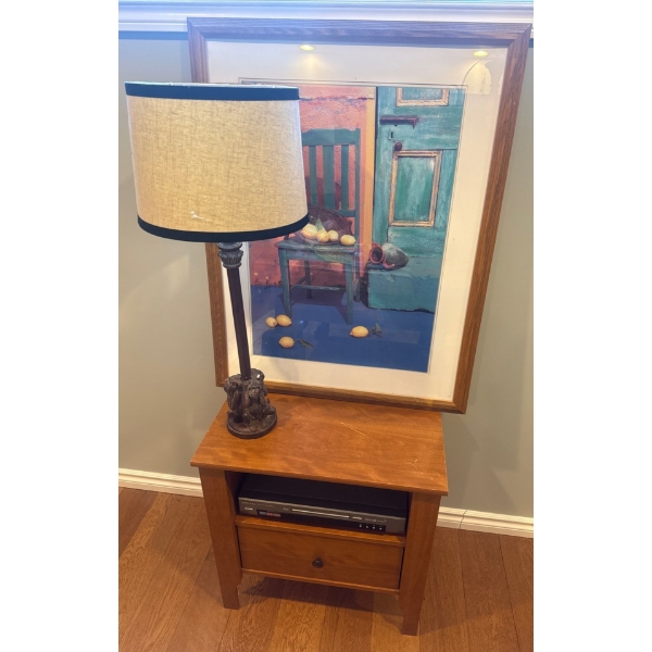 Assorted Home Decor- Lamp, Wall Picture, End Table & Samsung DVD/CD/MP3 
