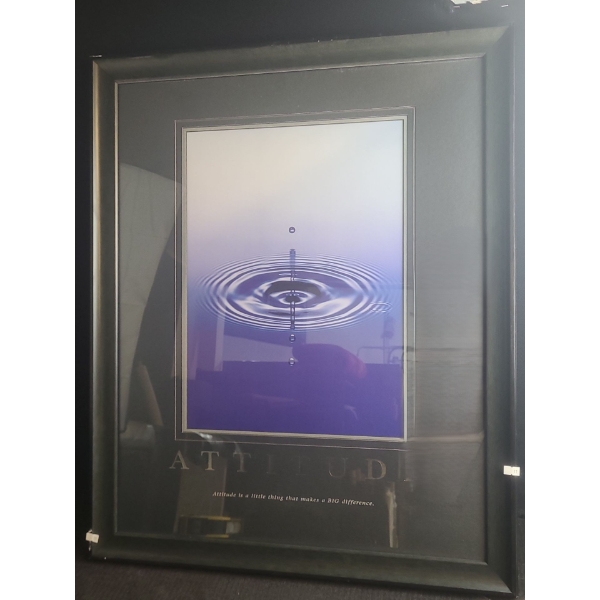 "Attitude" Inspirational Message, 27 X 33 Print Framed Under Glass 