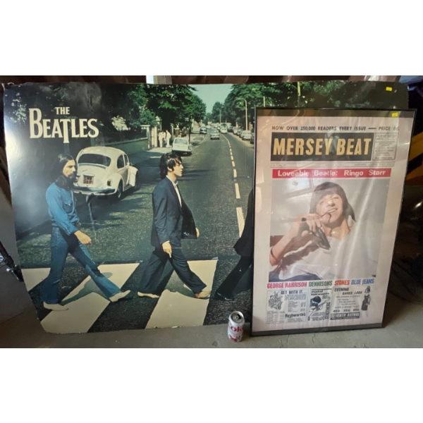 Beatles Memorabilia - Billboard Board 60x38 w/ Framed Mersey Beat Poster  