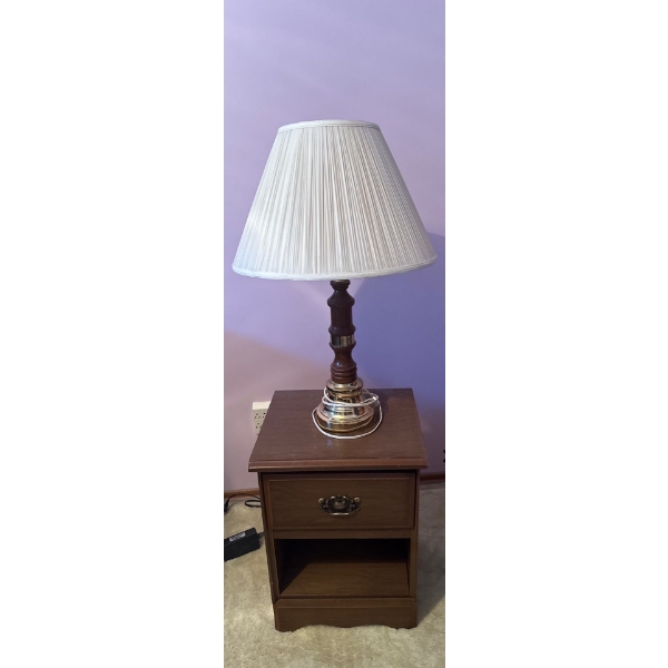 Wooden Side Table w/ Lamp - Table is 22T