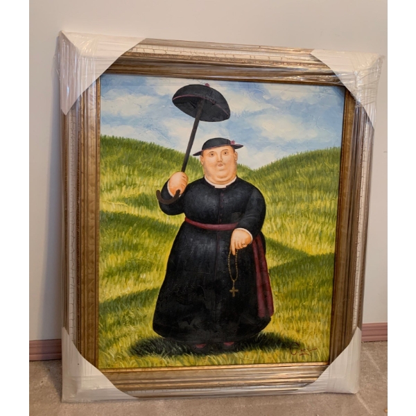 C. Key Religious Oil on Canvas 25x29 Art