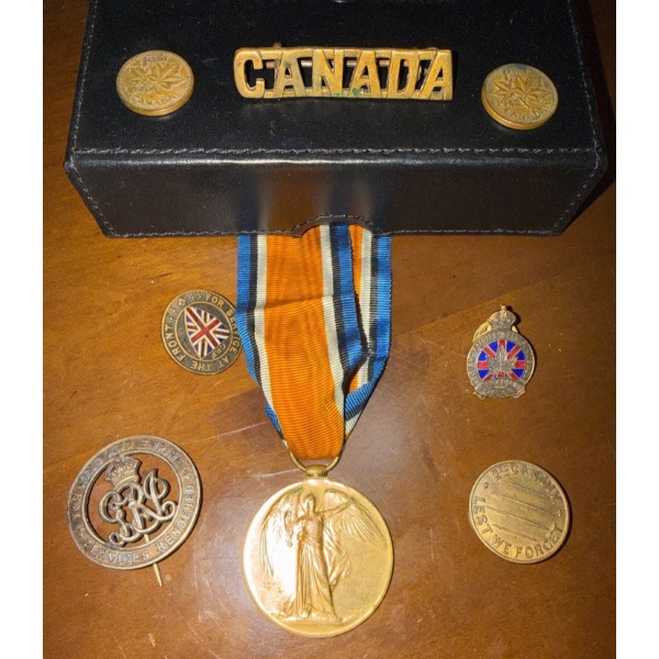 Antique 1914 War Medals Badges Pins & more 