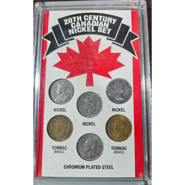 20th Century Canadian Nickel Set in Display Case