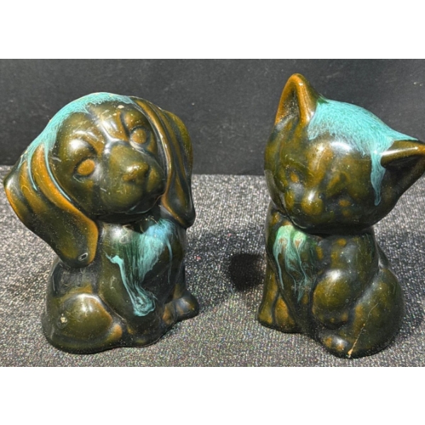 Blue Mountain Pottery Cat & Dog Statues