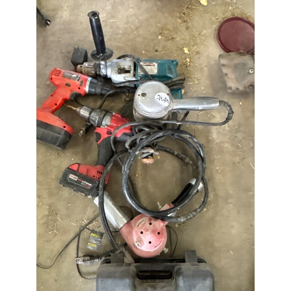 Rechargeable Drills, Milwaukee Corded Hammer Drill, & A Corded Black & Decker Sander