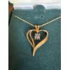Image 2 : Yellow/Rose Gold 10K Stamped Heart Pendant & Chain, Purple/Blue Stone, Weighs 2.37g 