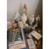 Image 1 : Spiritual Collection: Mary Figurine 11 T (Small Chips), Wooden Jesus Carving14 X 24, Books and More!