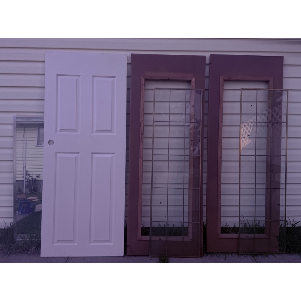 Interior Panel Door and Wooden Window Frames with Glass Inserts