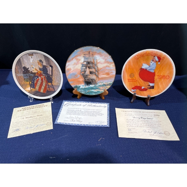 Set of Three Collectors Plates with original boxes and COA