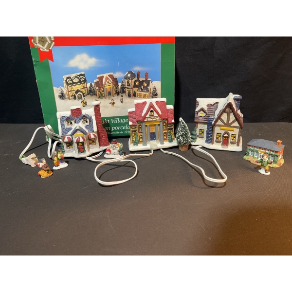Porcelain Village Set and Trim Shoppe Santa Christmas Decor Group