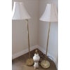 Image 1 : Two Free Standing Brass Lamps w/shades + 1 Small Decorative Lamp w/NO shade  (59"tallest)