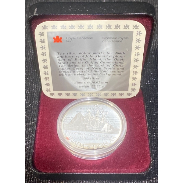 1987 400th Anniversary of John Davis Strait 50% Silver 23.33 Grams