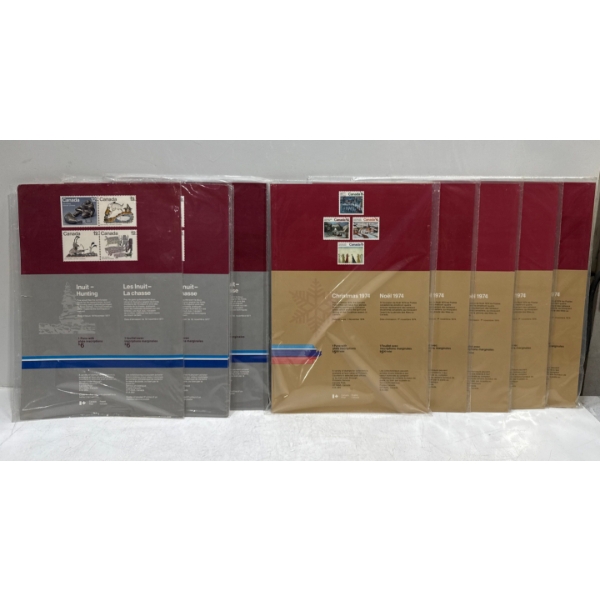 Canadian Stamp Collections; (3) 1977 Inuit-Hunting, (5) 1974 Christmas