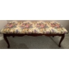 Image 1 : Vintage Mahogany Bench w/ Floral Upholstered Seat 