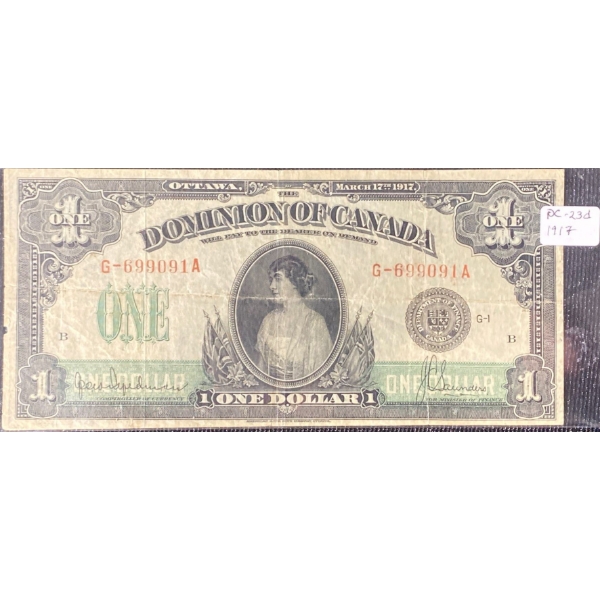 1917 Dominion of Canada One Dollar Bill