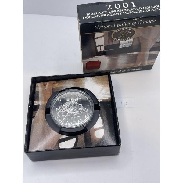 2001 Canada National Ballet of Canada Brilliant Uncirculated Silver Dollar