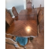 Image 1 : Dark Wood Dining Table 80 W, 42 D, 29.5 T, Two Arm 23 W, 19 D, 46 T and Four Side 19 W, 18 D, 46 T