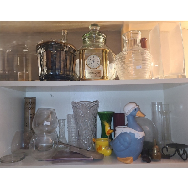 Assorted Flower Vases, Glass Jar, Ceramic Goose 9.5 T and More!