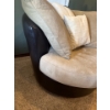 Image 2 : Exquisite Leather Swivel Chair w/ Matching Pillows - 43W, 33T 