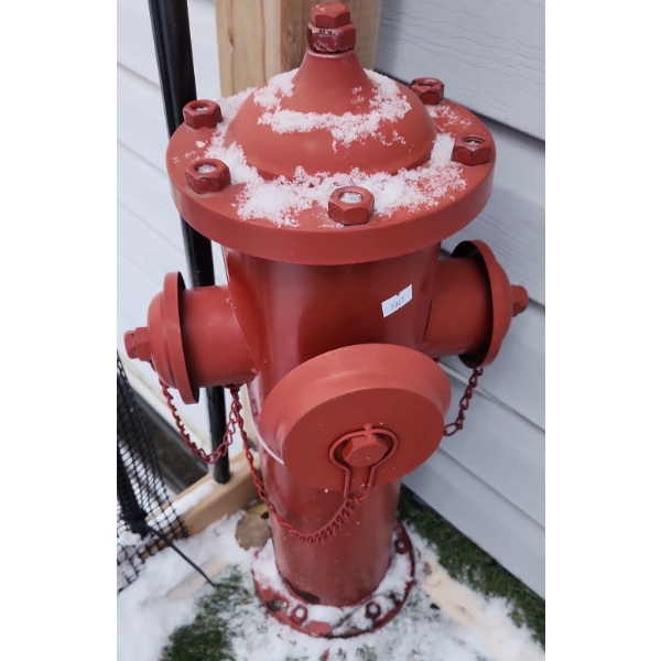 Mini Red Metal Decorative Fire Hydrant 23 T (Paint Chipped a Bit at Base)
