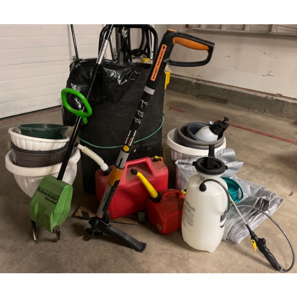 Miscellanious Garage Collection - Jerry Cans Planters Garbage Can & More
