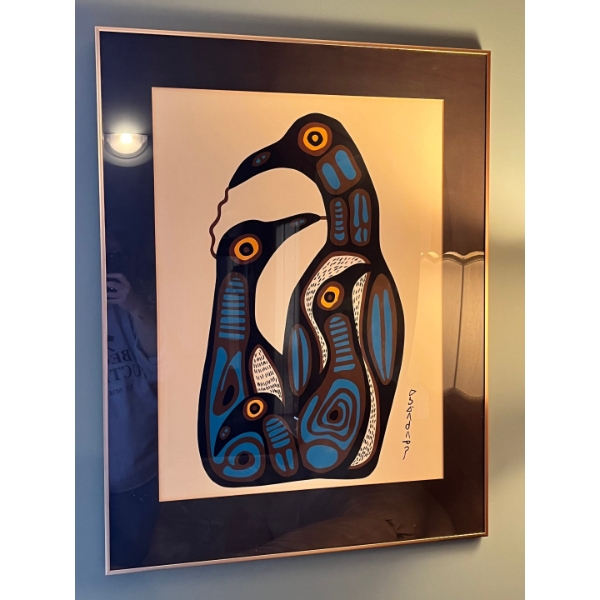 Beautiful, indigenous, bird family framed print 33” height 28” wide 
