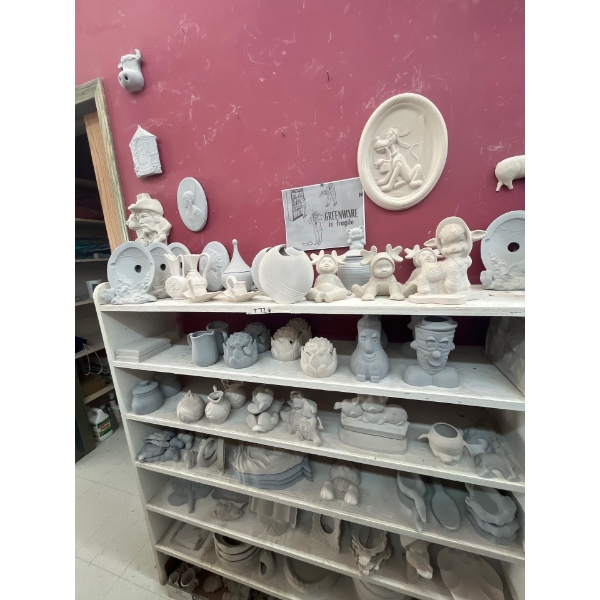  ceramic greenware all contents on shelf