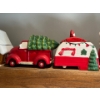 Image 1 : truck and trailer cookie jar, red and white