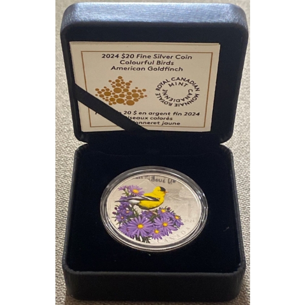 2024 $20 American Goldfinch Fine Silver Coin 31.39 Grams