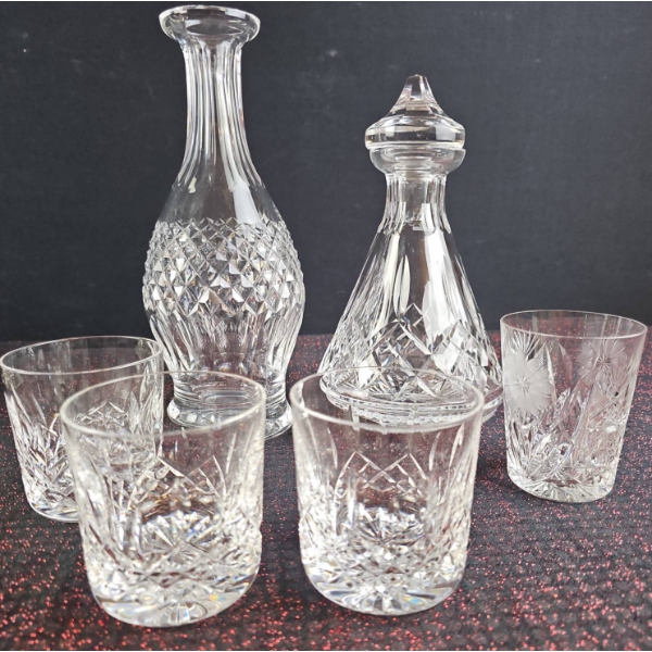 7-Piece Set - Cut Glass Decanter Set With Tumblers
