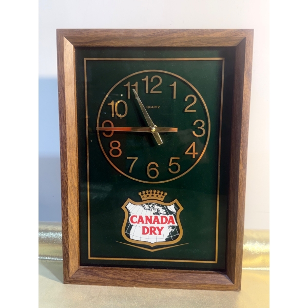 Framed Canada Dry Quartz Wall Clock with Wooden Border
